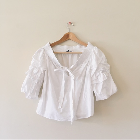 zara white ruffle top